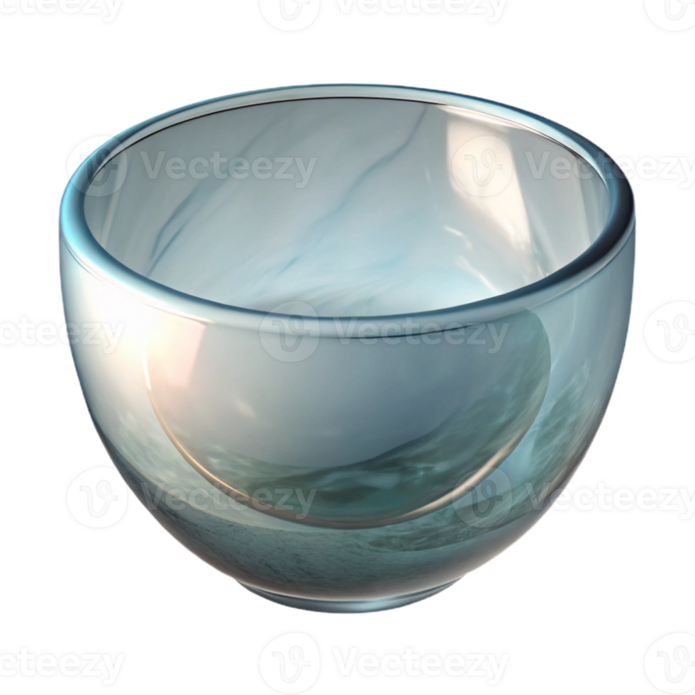 serene vintage Glass Bowl Empty Top View Isolated png