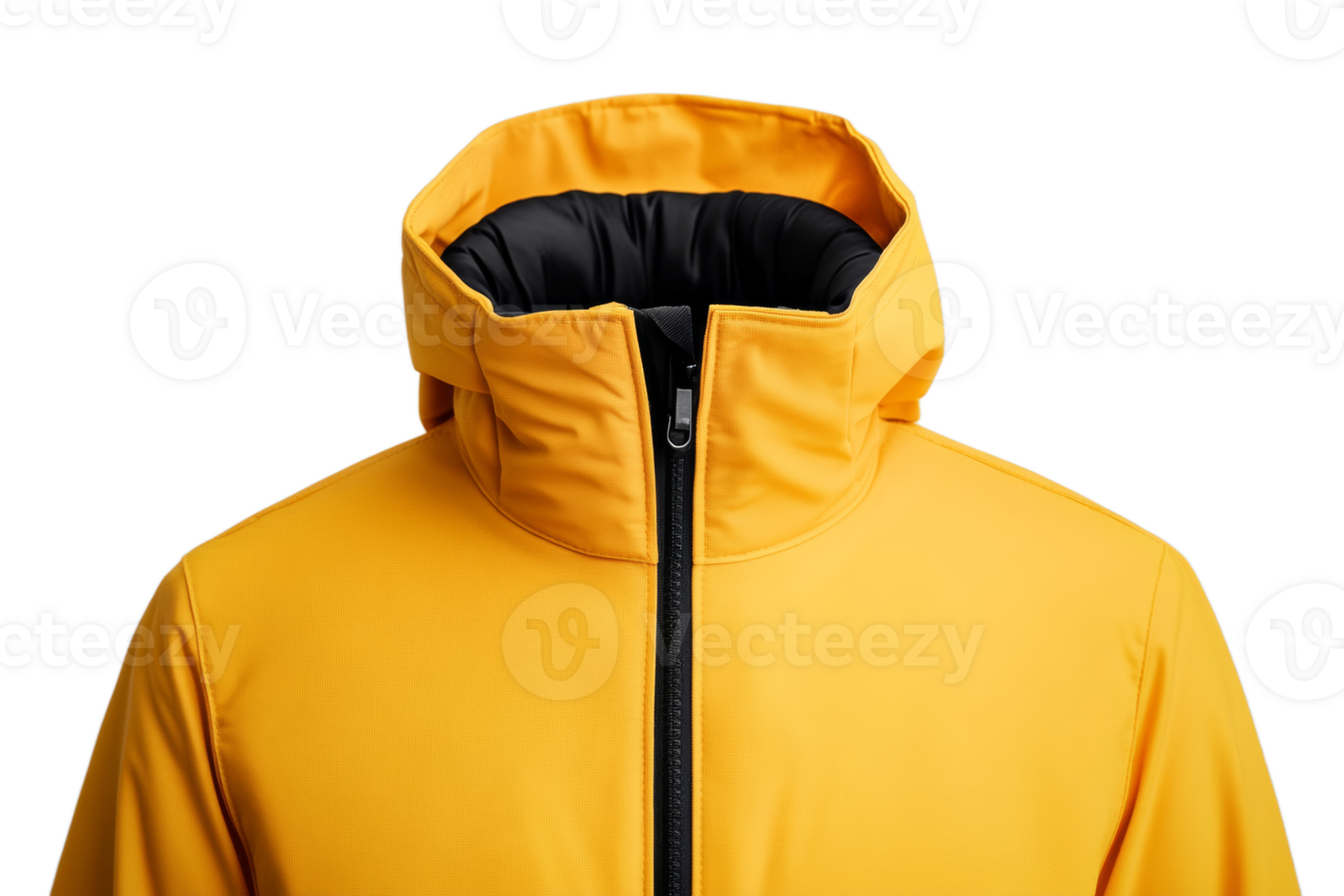 Stylish yellow jacket with high collar design png