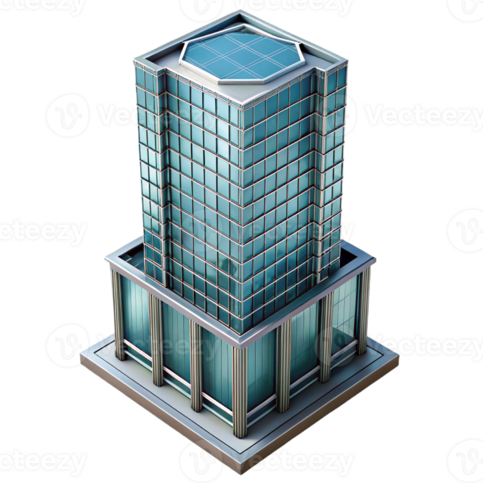 serene creative Glass Facade Skyscraper Top View Isolated professional png