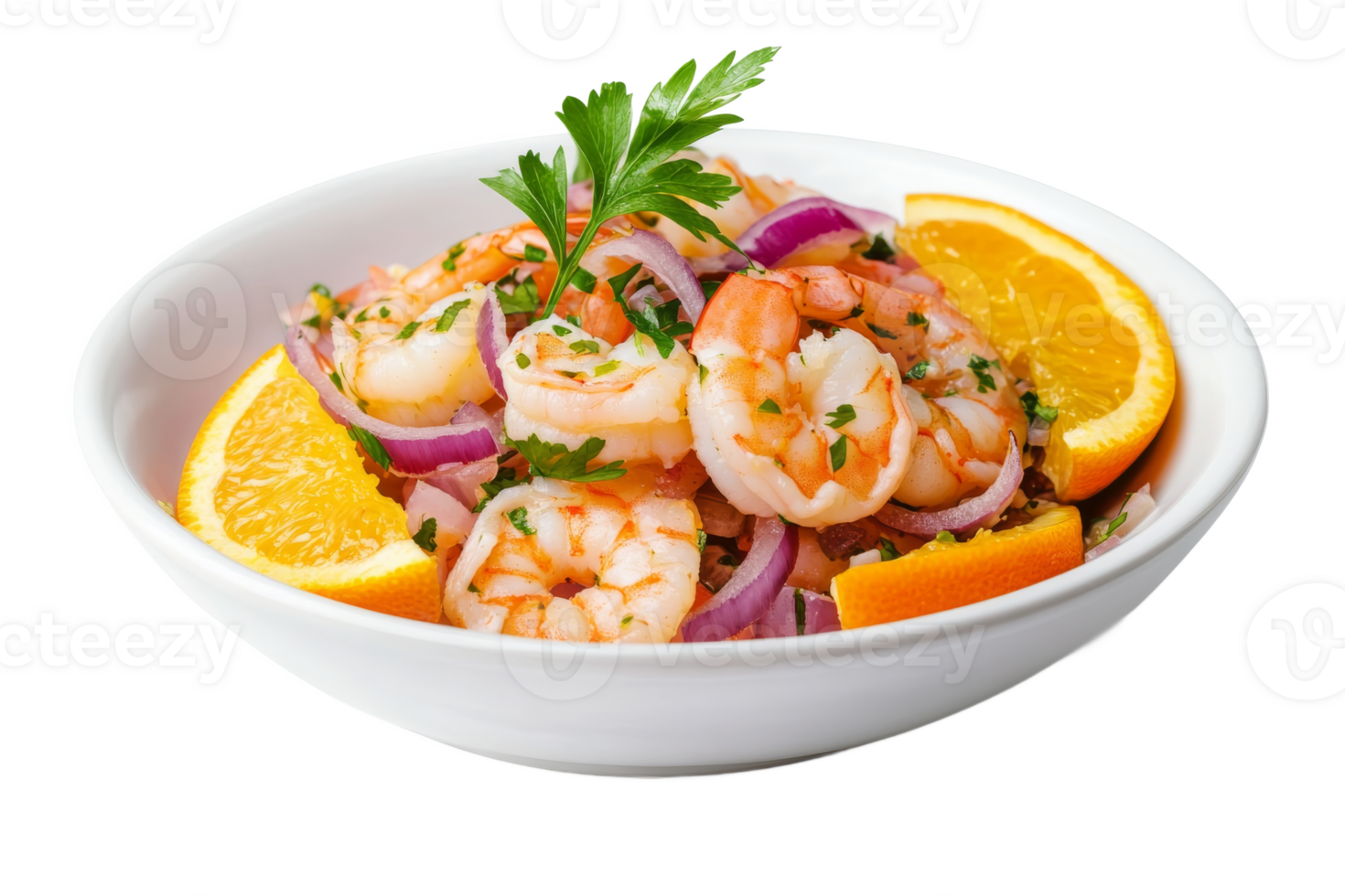 Fresh shrimp salad with citrus and herbs png