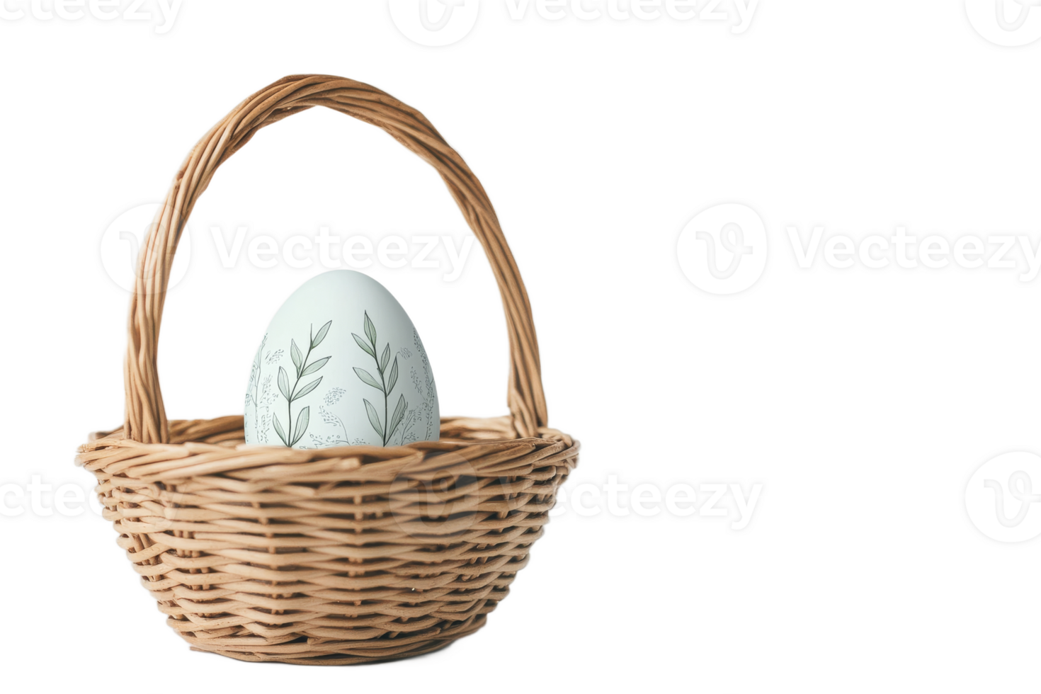Egg in woven basket on white background png