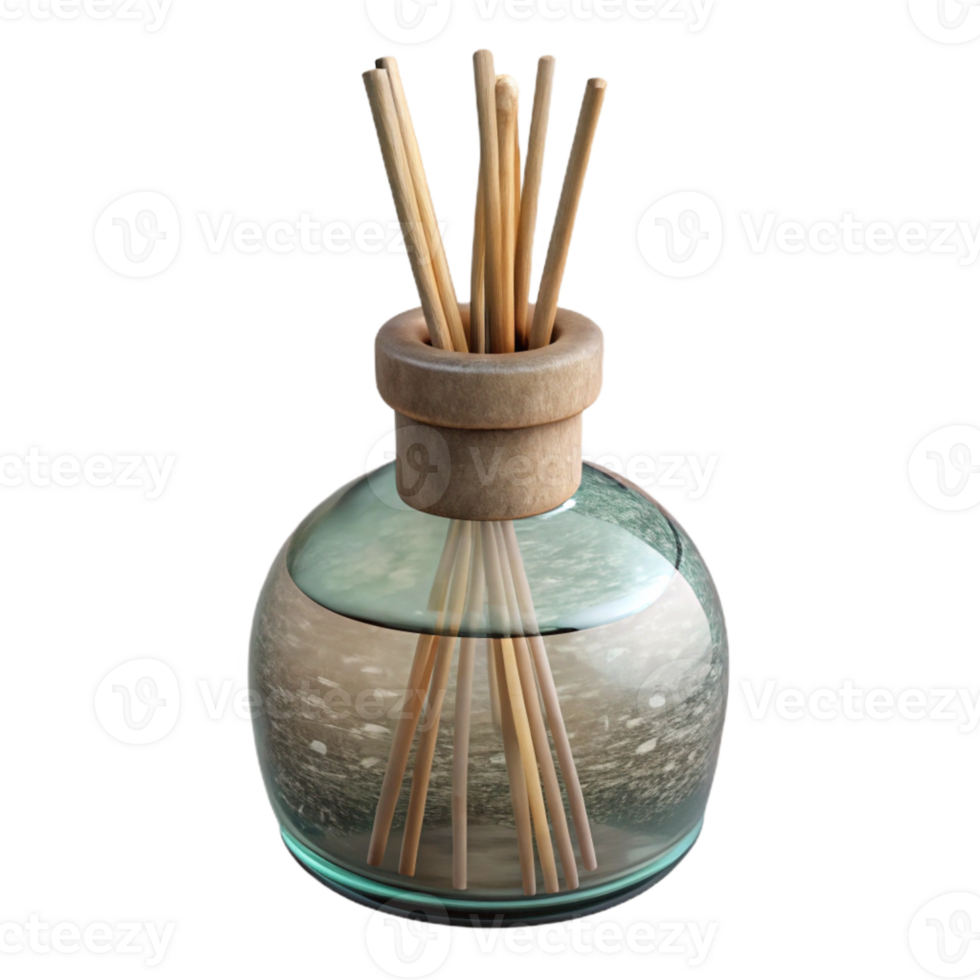 dramatic vintage Glass Jar Diffuser with Reed Sticks Isolated professional png