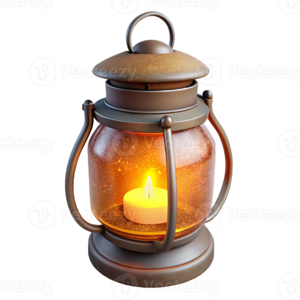 wonderful minimalist Glass Jar Lantern with Warm Lighting Isolated detailed png