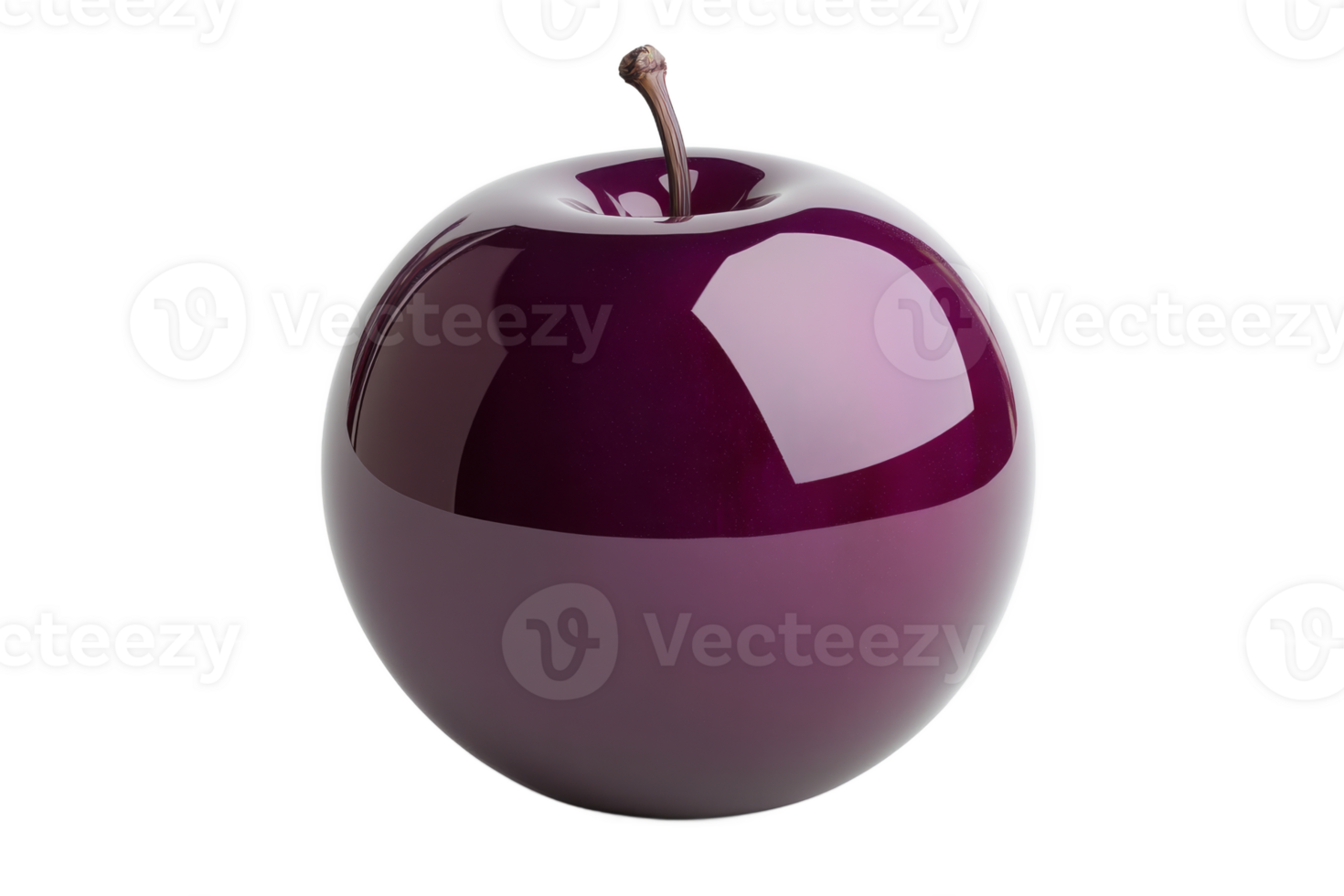Purple glossy apple on white background png