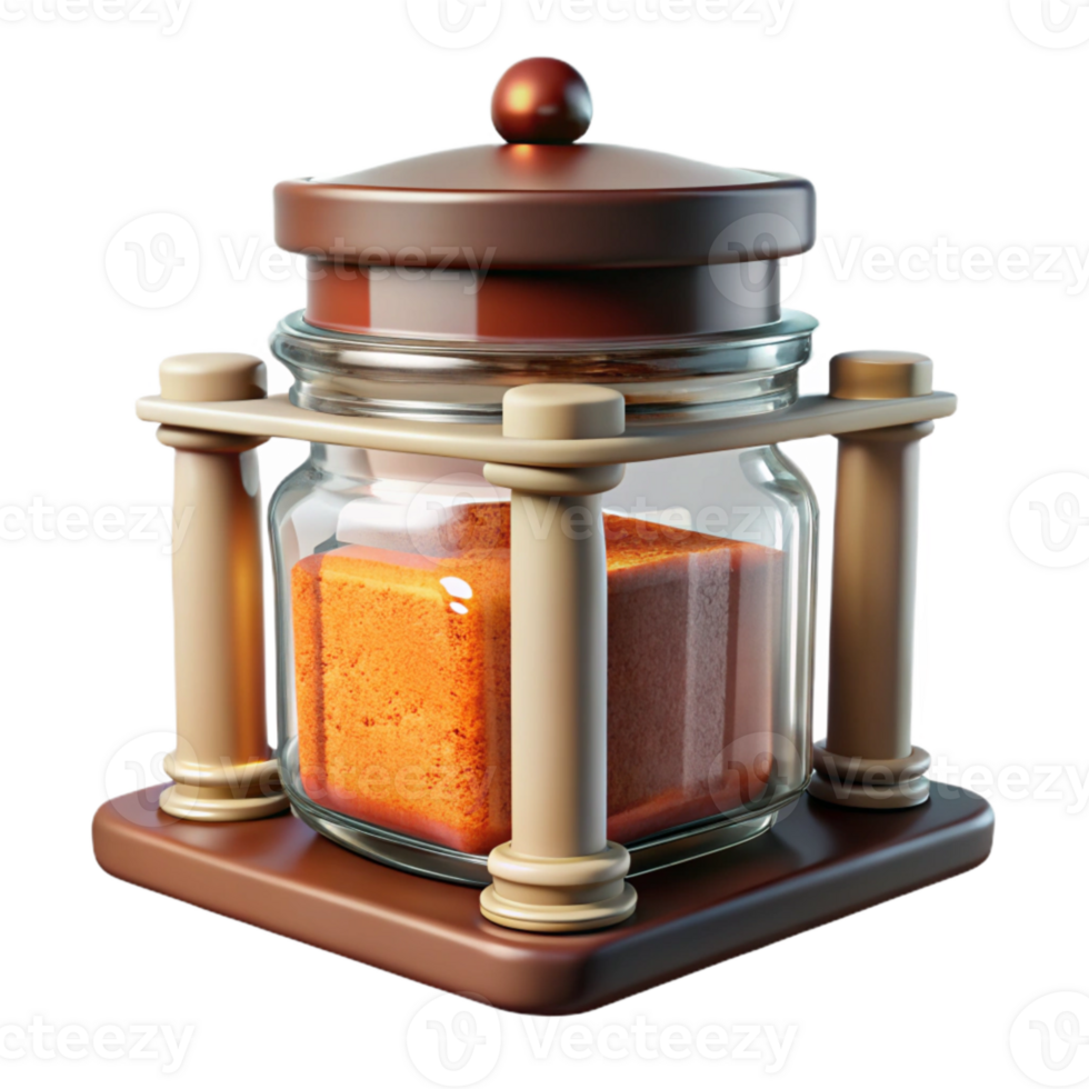impressive vintage Glass Jar Spice Rack Kitchen Setting Isolated high quality png