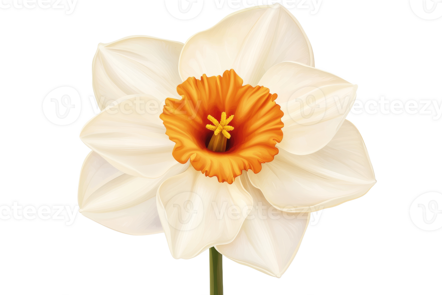 Beautiful white and orange daffodil in bloom png