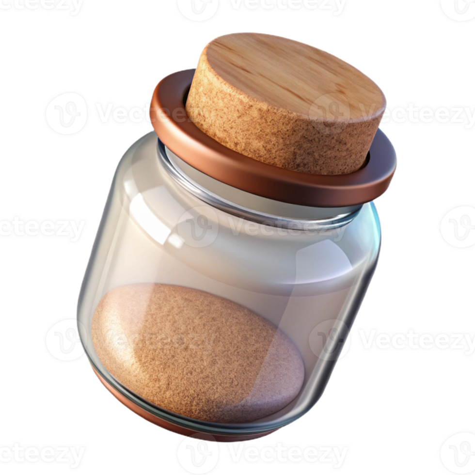 elegant modern Glass Jar with Cork Lid Side View Cutout Transparent Background premium png