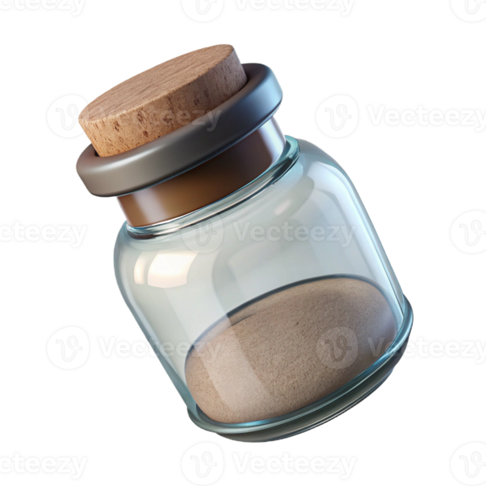 beautiful minimalist Glass Jar with Cork Lid Side View Cutout Transparent Background genuine png