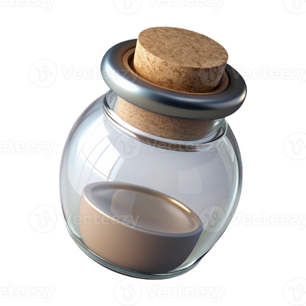 magnificent traditional Glass Jar with Cork Lid Side View Cutout Transparent Background high quality png
