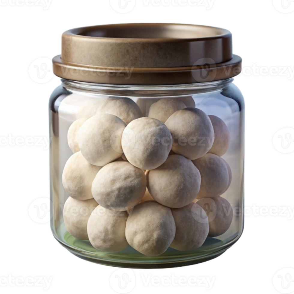 serene minimalist Glass Jar with Cotton Balls Isolated high resolution png