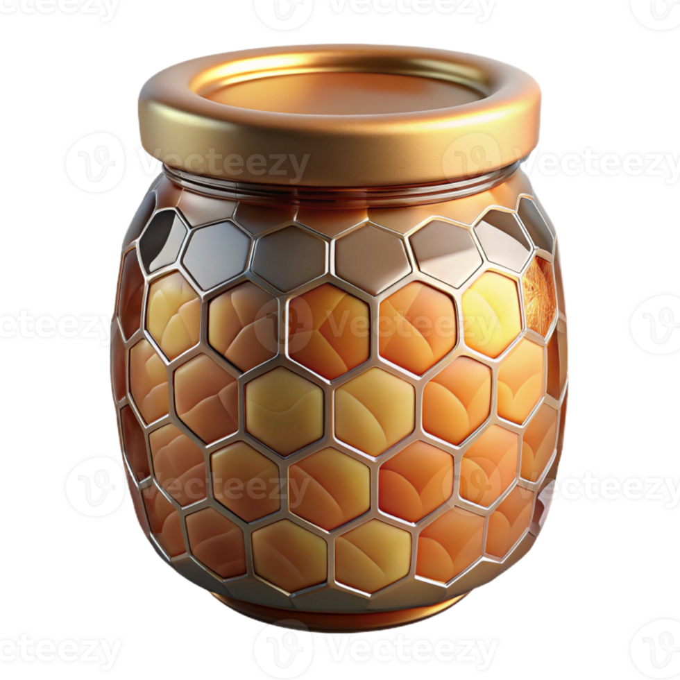 wonderful contemporary Glass Jar with Honeycomb Design Isolated original png