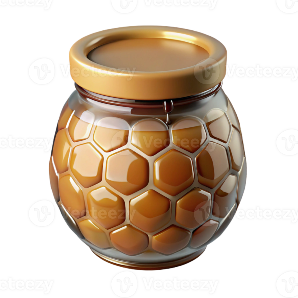 dramatic artistic Glass Jar with Honeycomb Design Isolated exclusive png