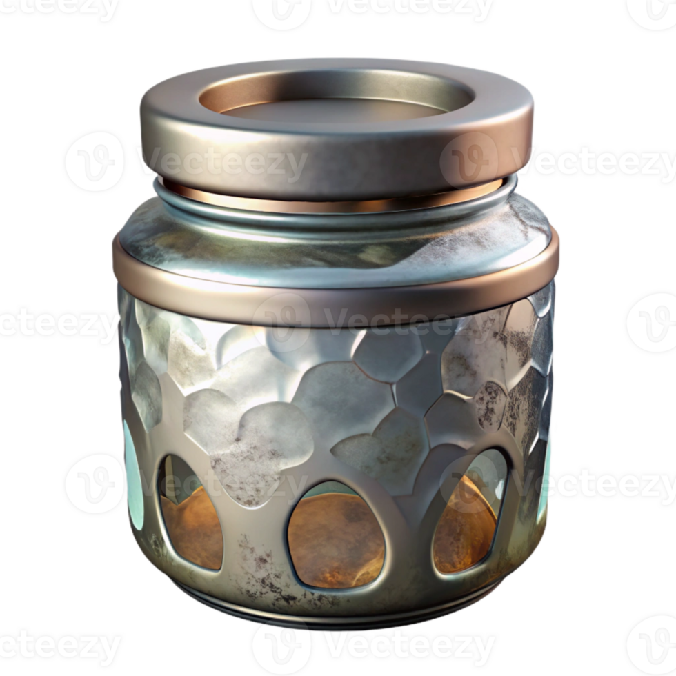 vibrant artistic Glass Jar with Metal Lid Angled View Cutout original png