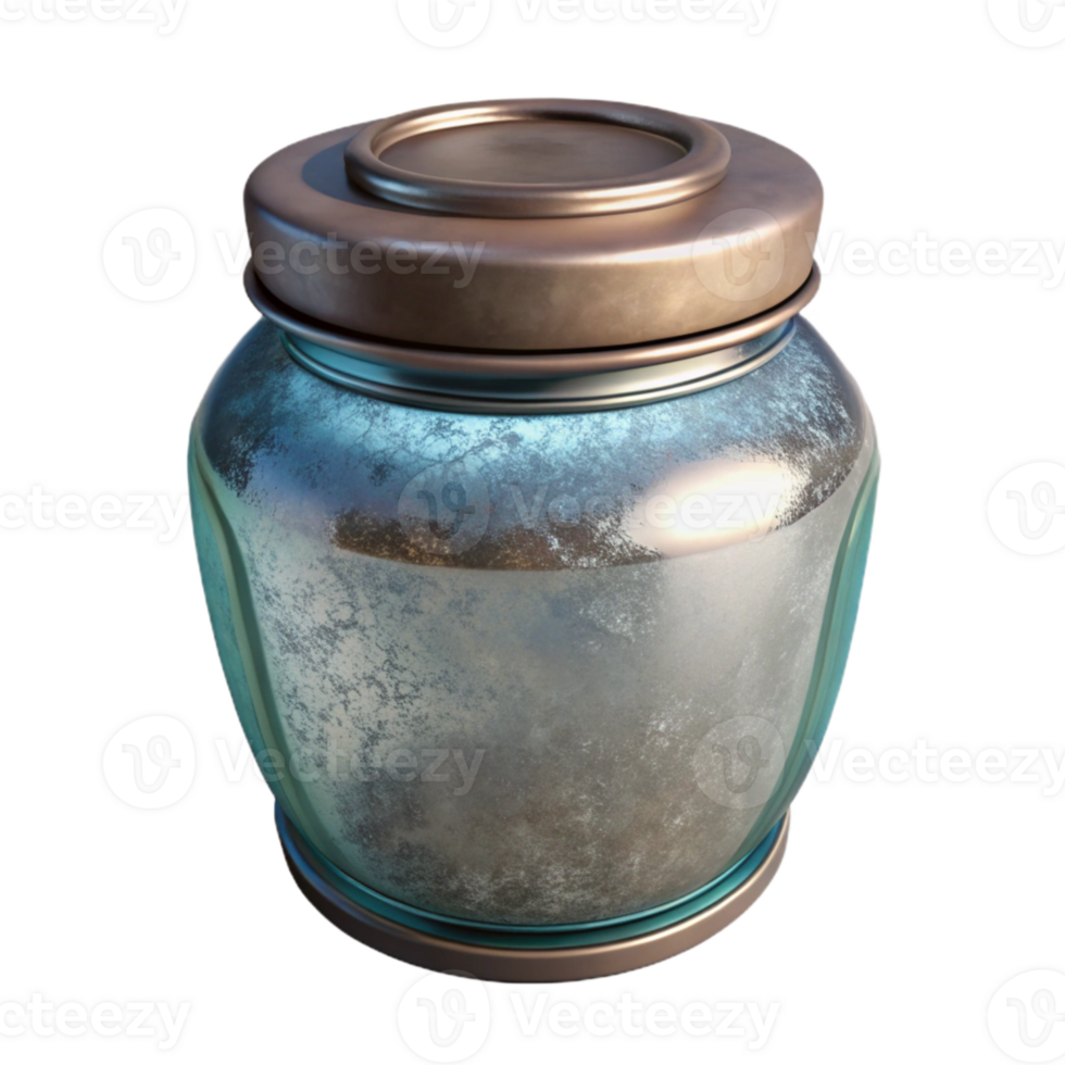 wonderful vintage Glass Jar with Metal Lid Angled View Cutout original png