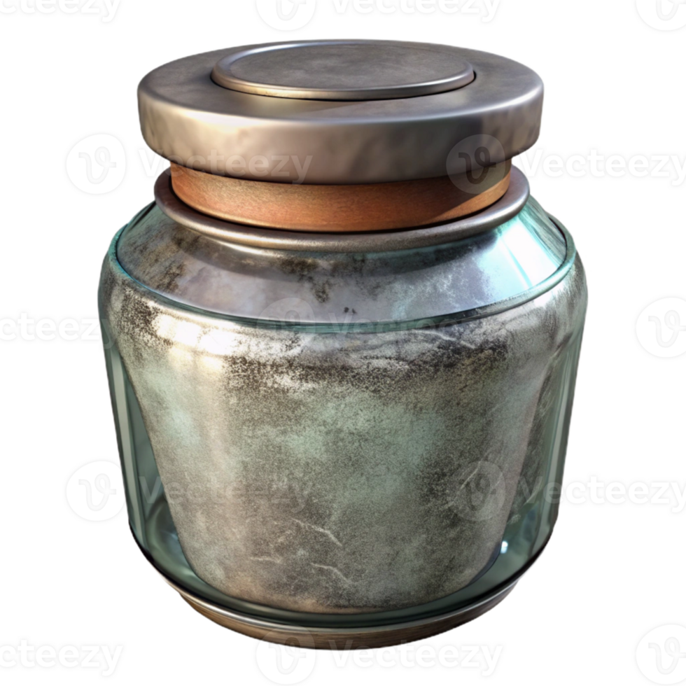 impressive artistic Glass Jar with Metal Lid Angled View Cutout professional png