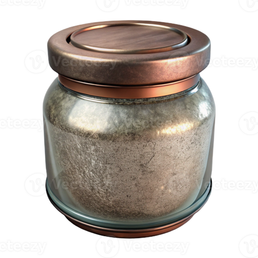 magnificent abstract Glass Jar with Metal Lid Angled View Cutout detailed png