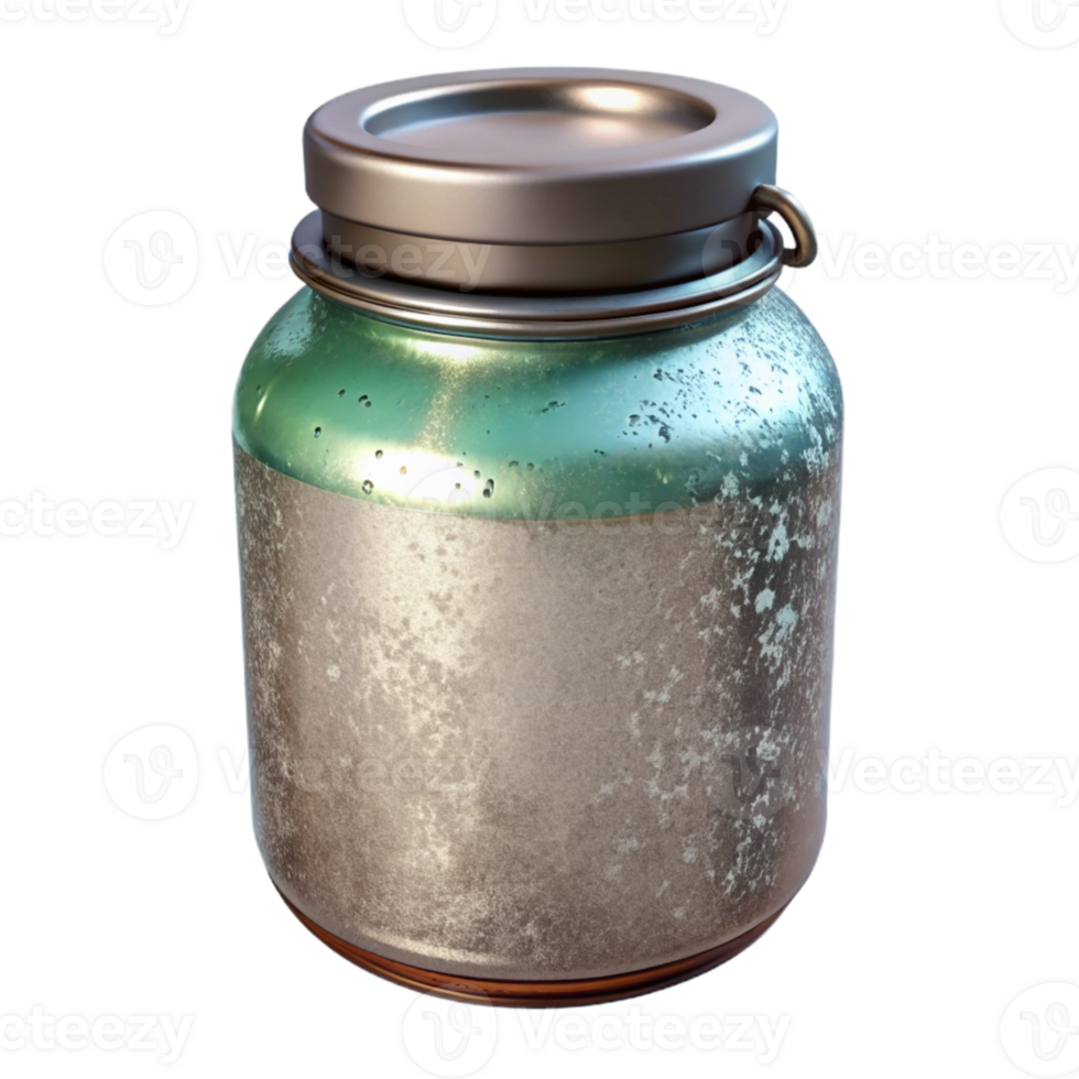 dramatic abstract Glass Jar with Metal Lid Angled View Cutout original png