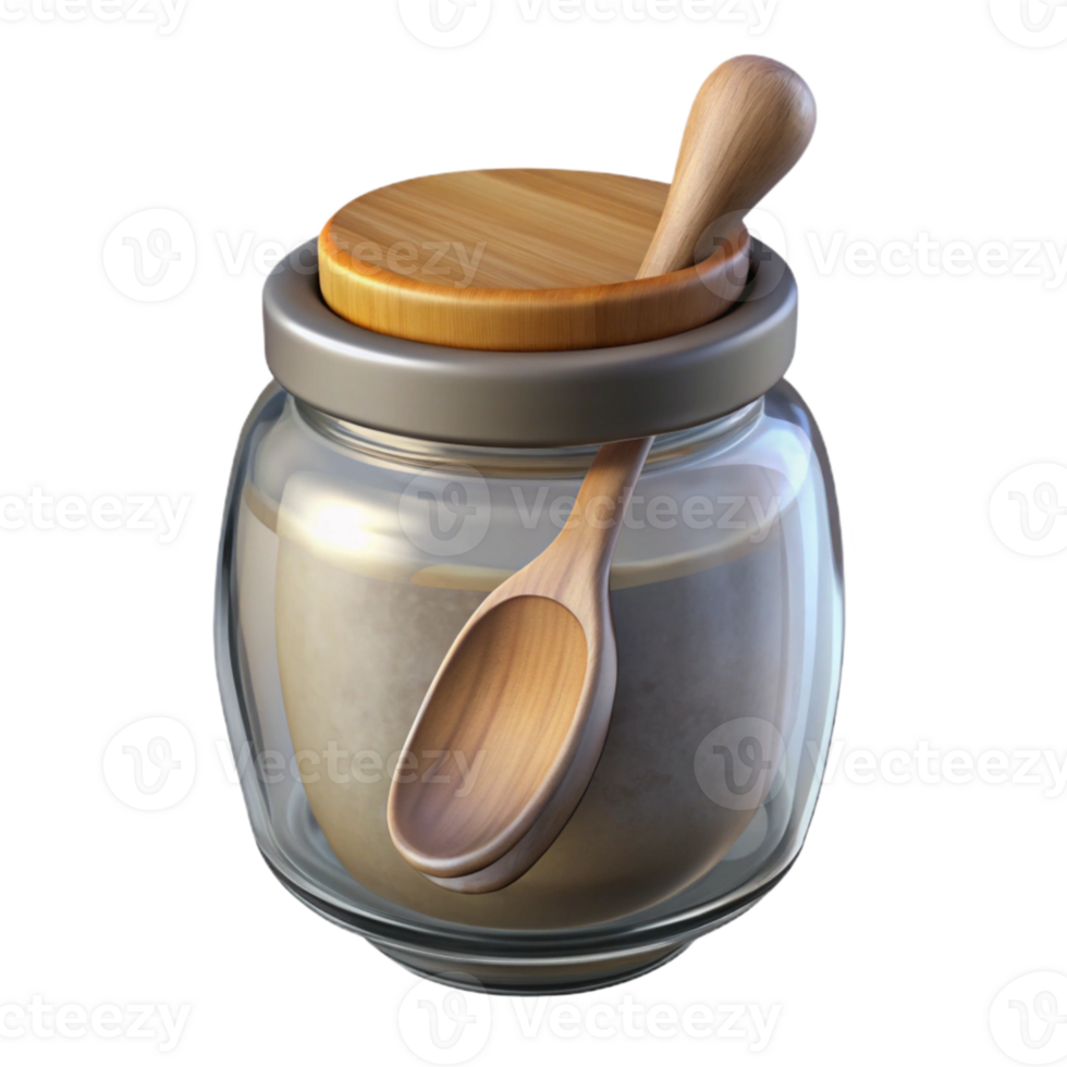 extraordinary minimalist Glass Jar with Wooden Spoon Isolated premium png
