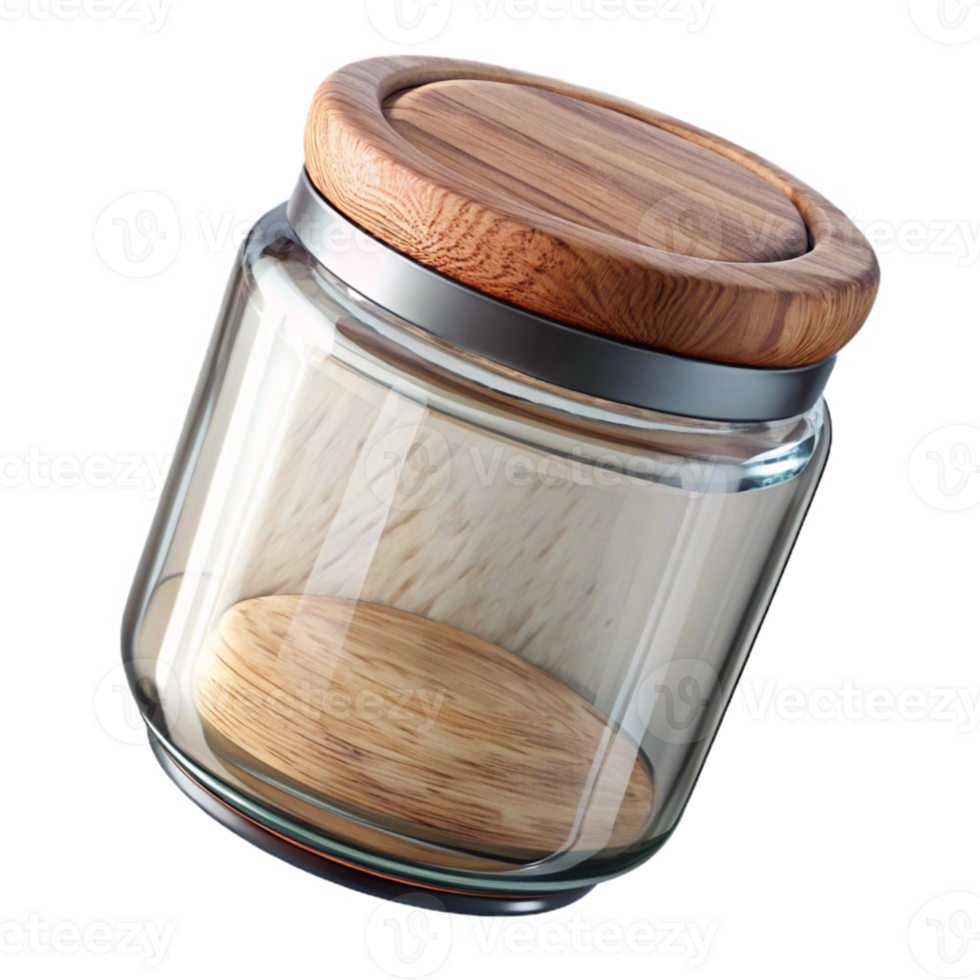 stunning minimalist Glass Jar with Wooden Spoon Isolated high quality png