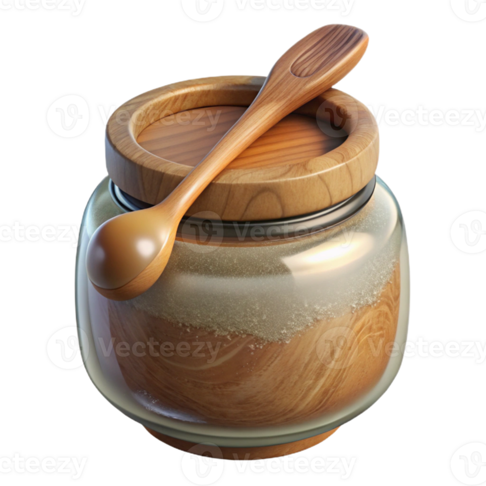 serene abstract Glass Jar with Wooden Spoon Isolated original png