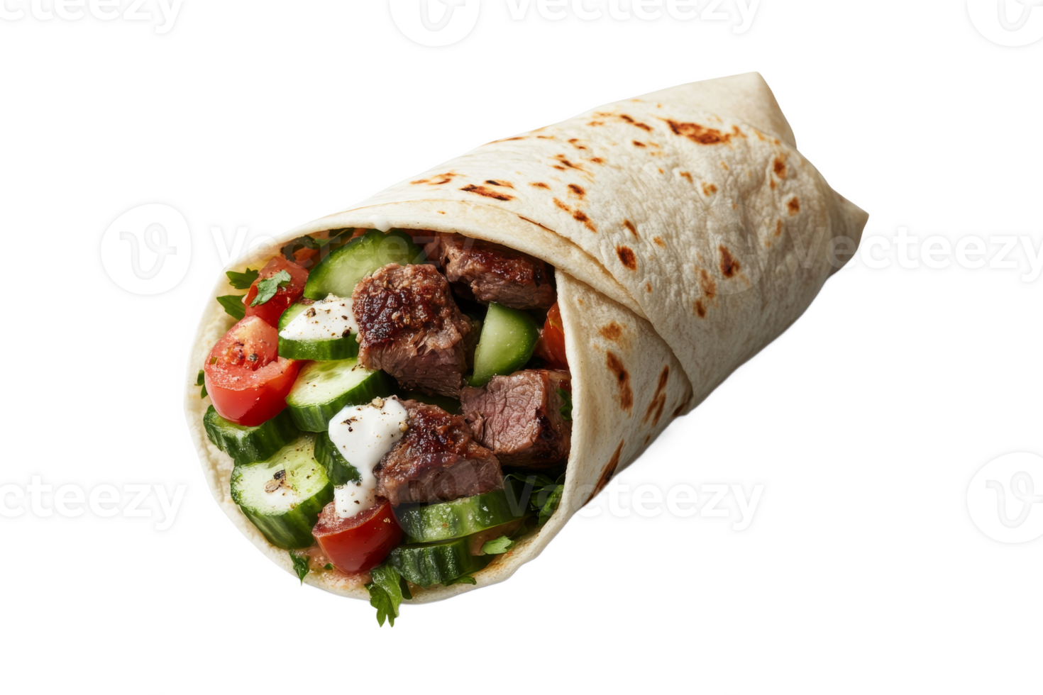 Tasty beef wrap with fresh veggies png