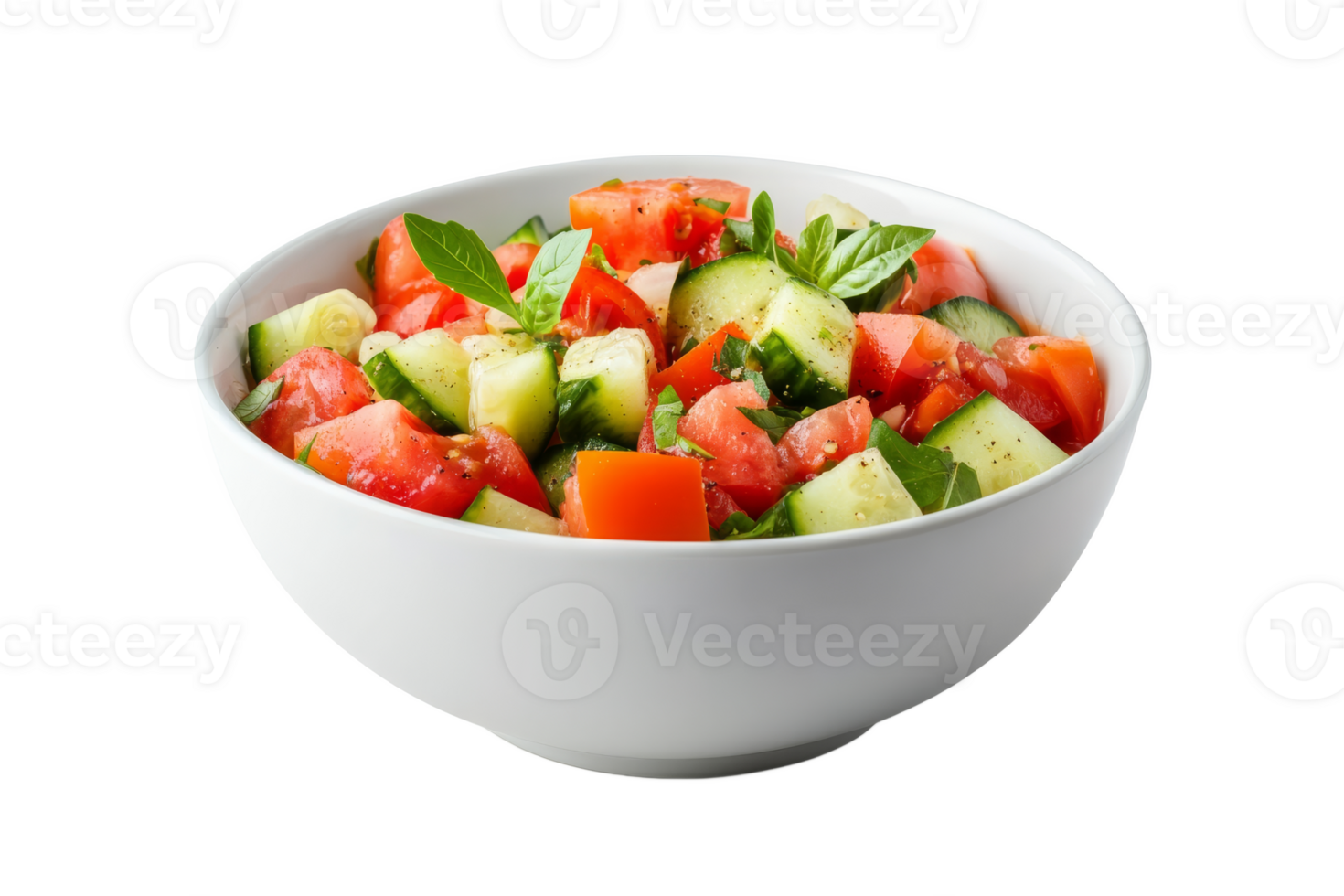 Fresh vegetable salad with tomatoes and cucumbers png