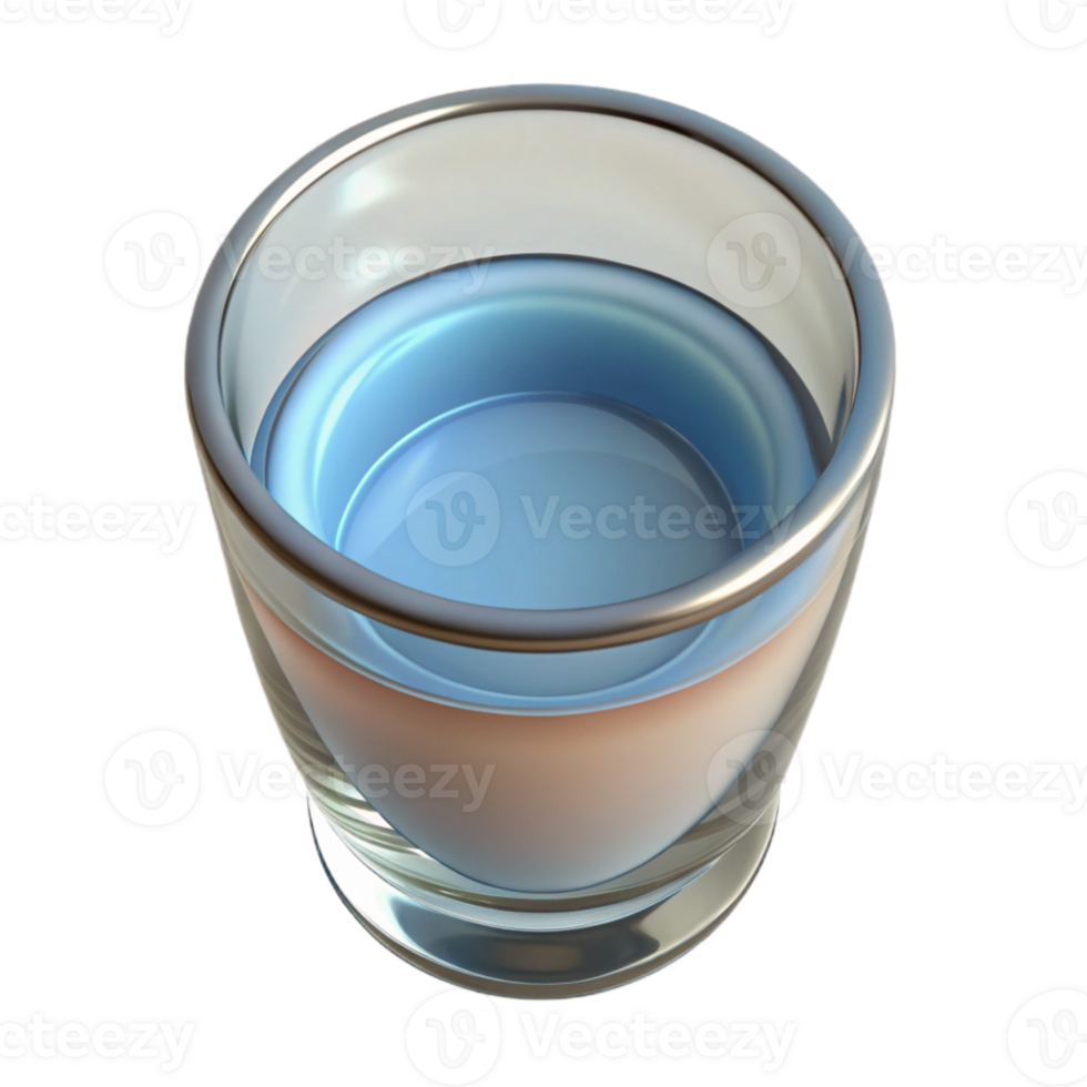 beautiful rustic Glass of Water Top Down View Cutout png