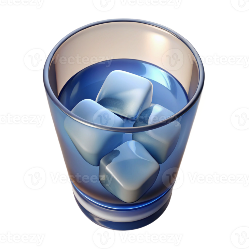 serene creative Glass of Water with Ice Cubes Transparent Element high quality png