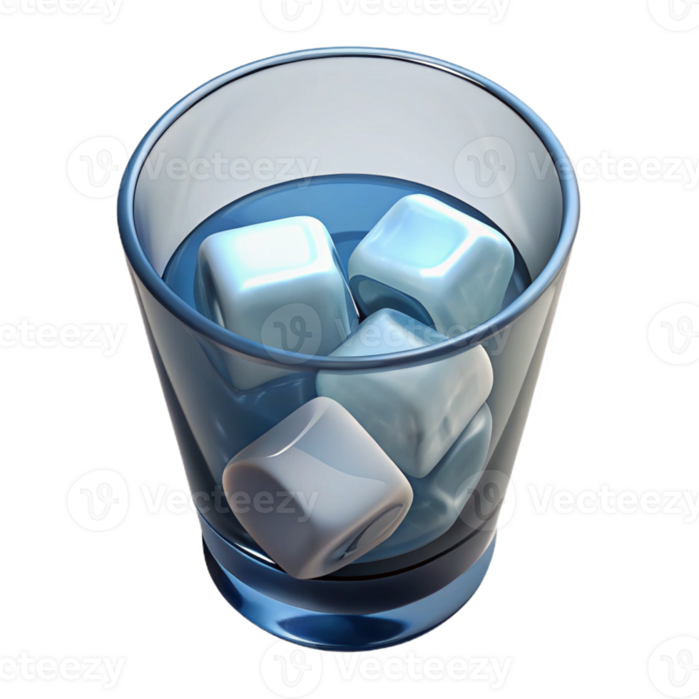 wonderful vintage Glass of Water with Ice Cubes Transparent Element high resolution png