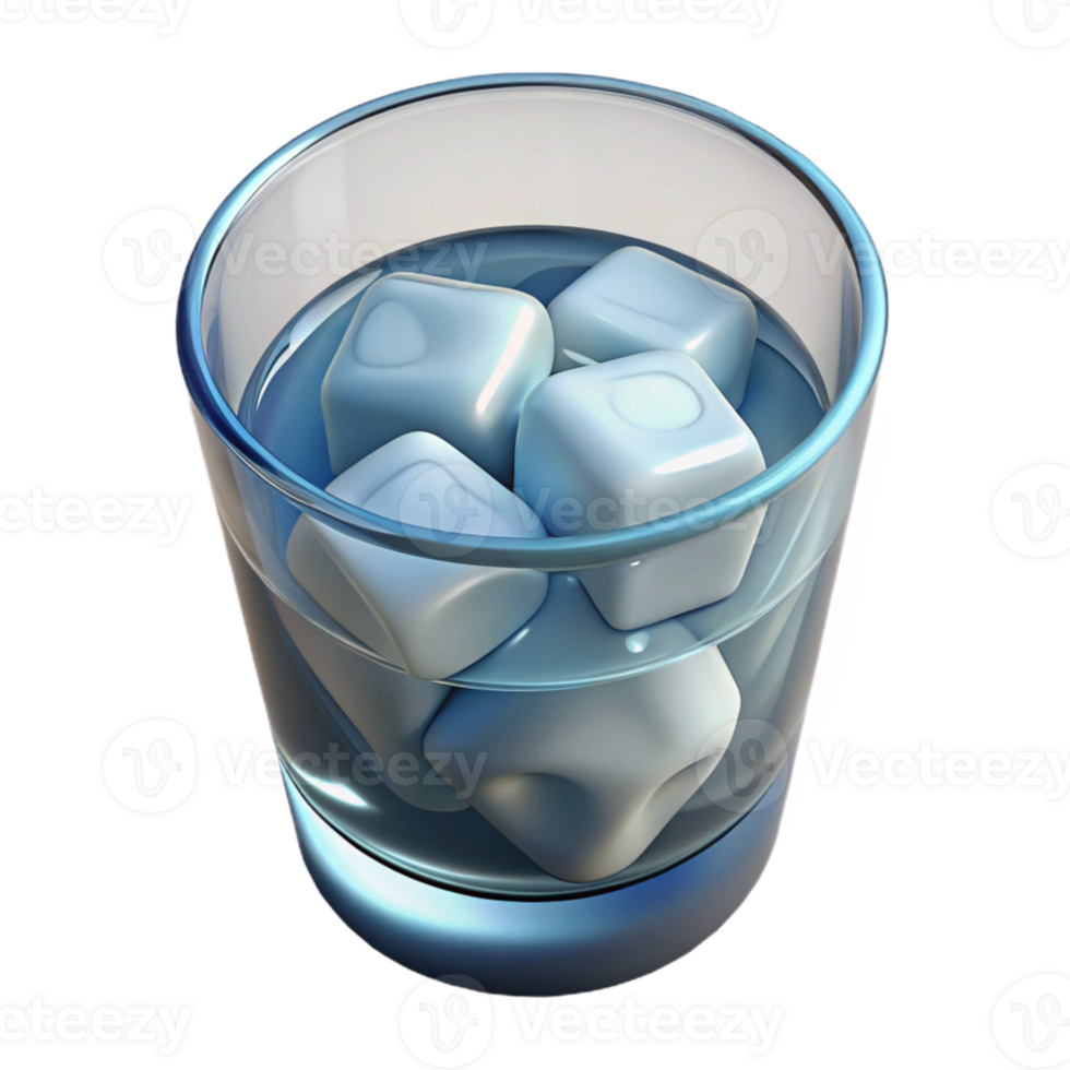 extraordinary vintage Glass of Water with Ice Cubes Transparent Element original png