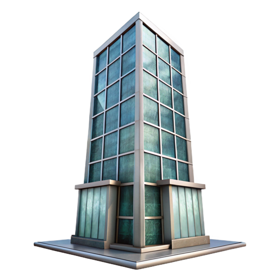 beautiful minimalist Glass Tower Facade Low Angle Cutout premium png