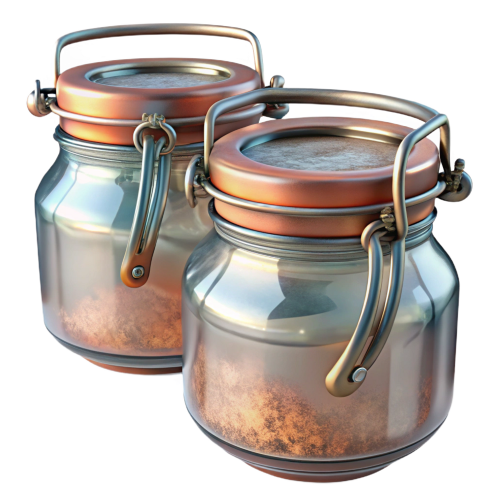 extraordinary abstract Glass Storage Jars with Bamboo Lids Isolated high resolution png
