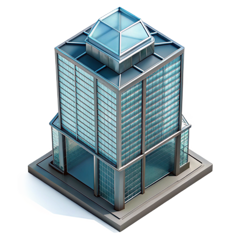 dramatic rustic Glass Tower Building Top View Transparent Background genuine png