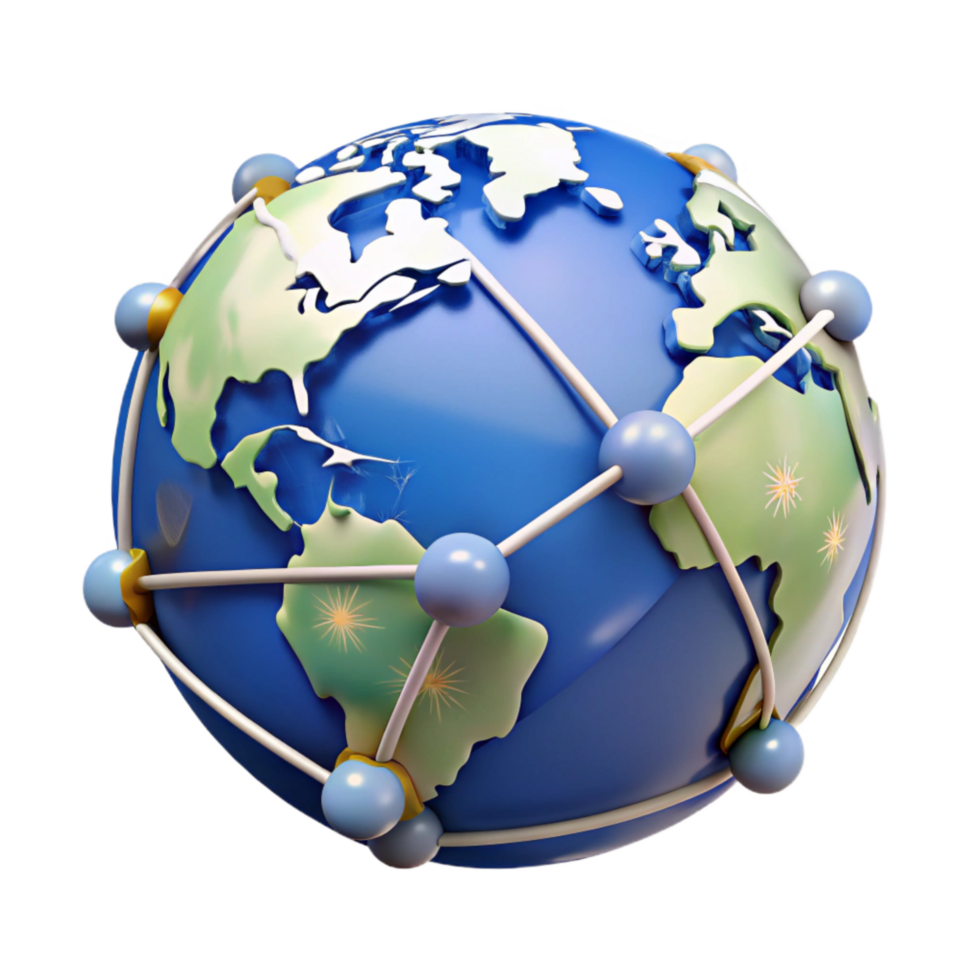 magnificent classic Global Communication Network Isolated with World Map genuine png