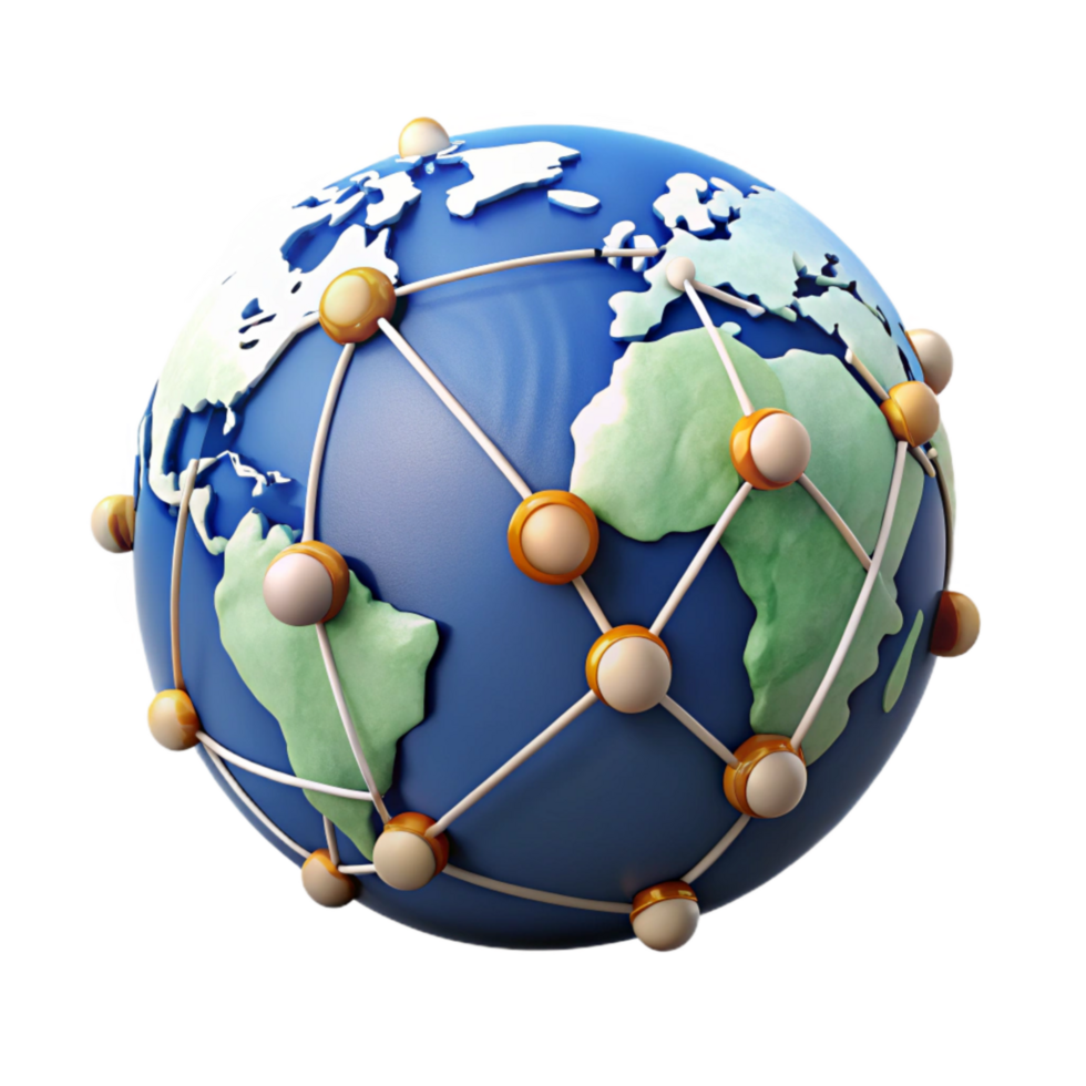 extraordinary rustic Global Communication Network Isolated with World Map authentic png