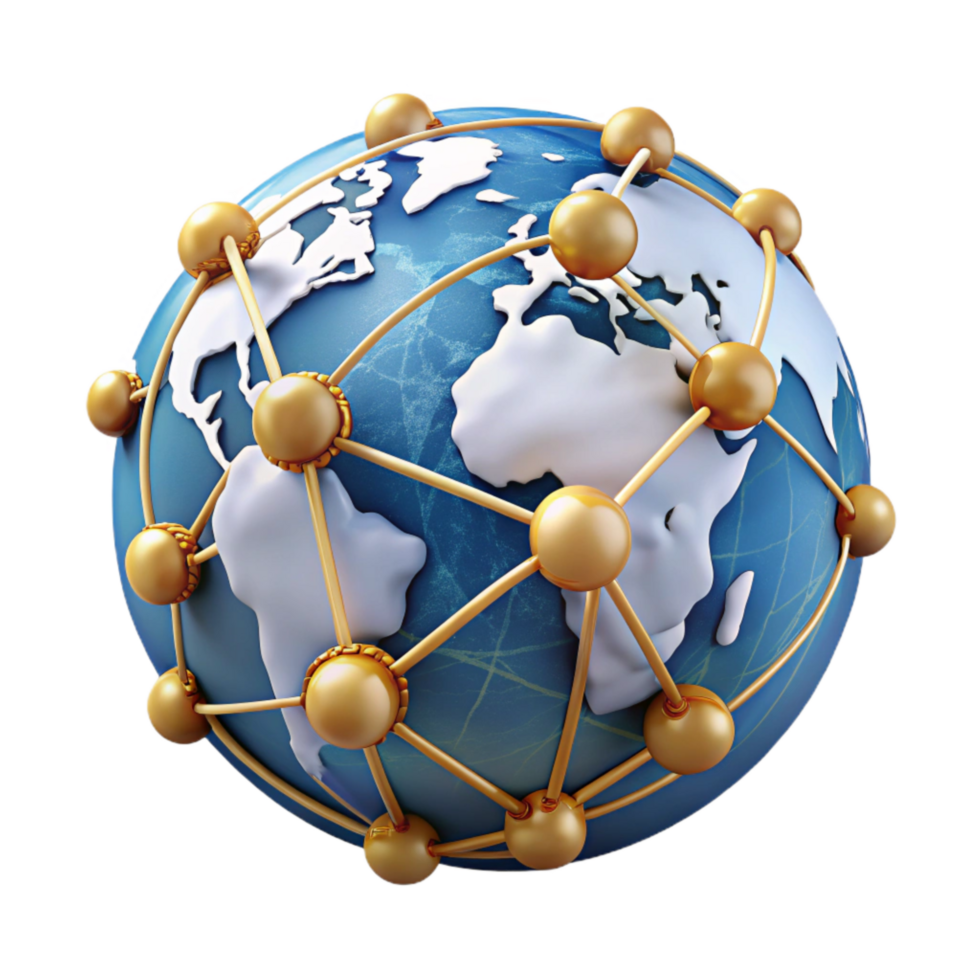 vibrant vintage Global Communication Network Isolated with World Map authentic png