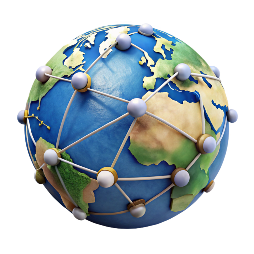 beautiful classic Global Communication Network Isolated with World Map original png