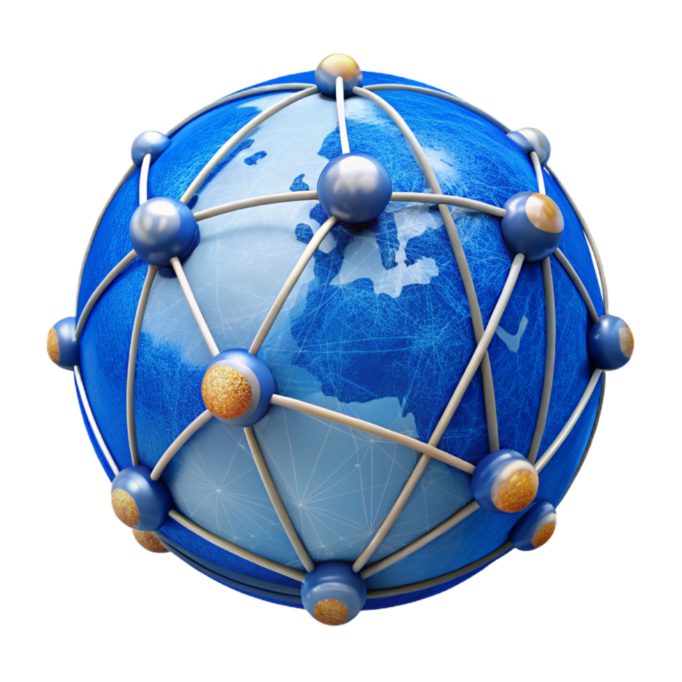 vibrant abstract Global Communication Network Isolated with World Map original png