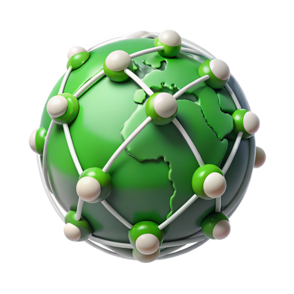 dramatic rustic Global Network Connections Isolated with Green Accents genuine png