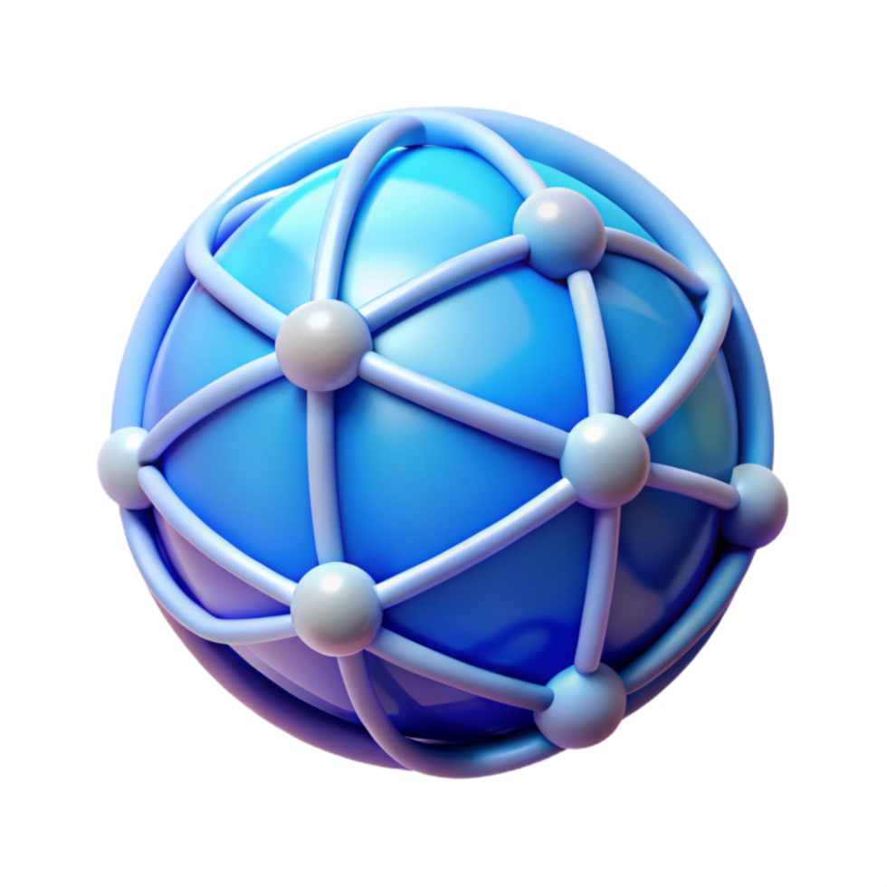 impressive contemporary Global Network Icon Blue Gradient Transparent Background premium png