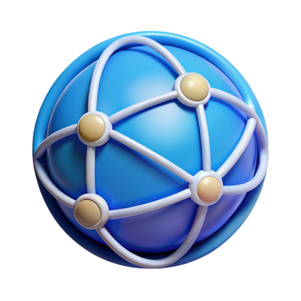 vibrant rustic Global Network Icon Transparent Background with Blue Gradient authentic png