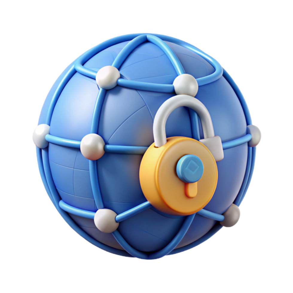 dramatic rustic Global Network Security Illustration with Blue Globe Transparent Background original png