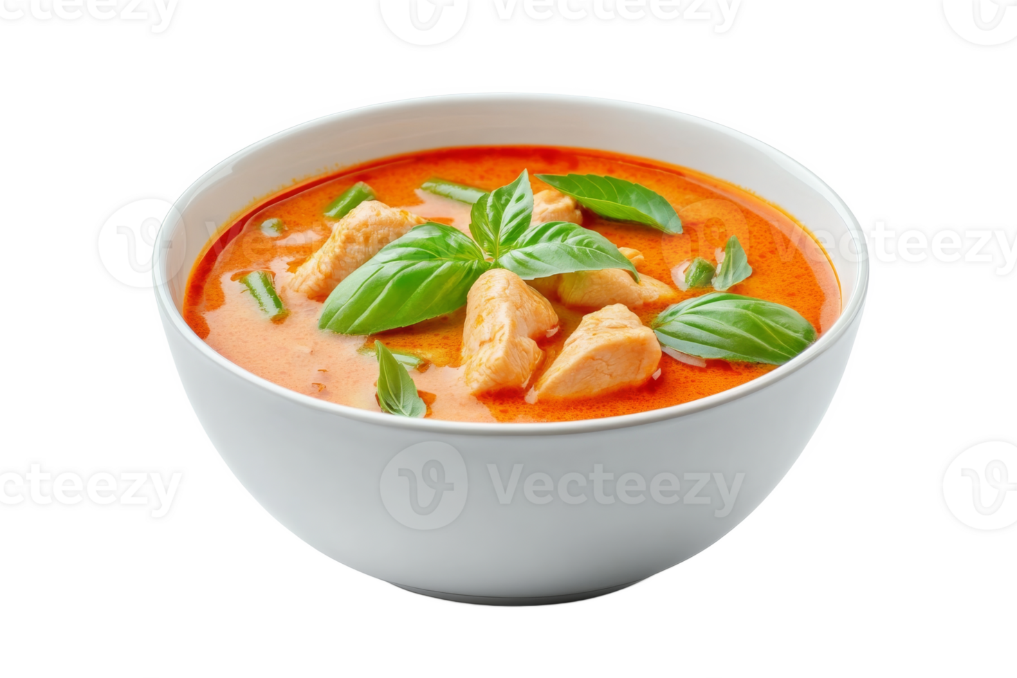 Delicious chicken curry with fresh basil leaves png