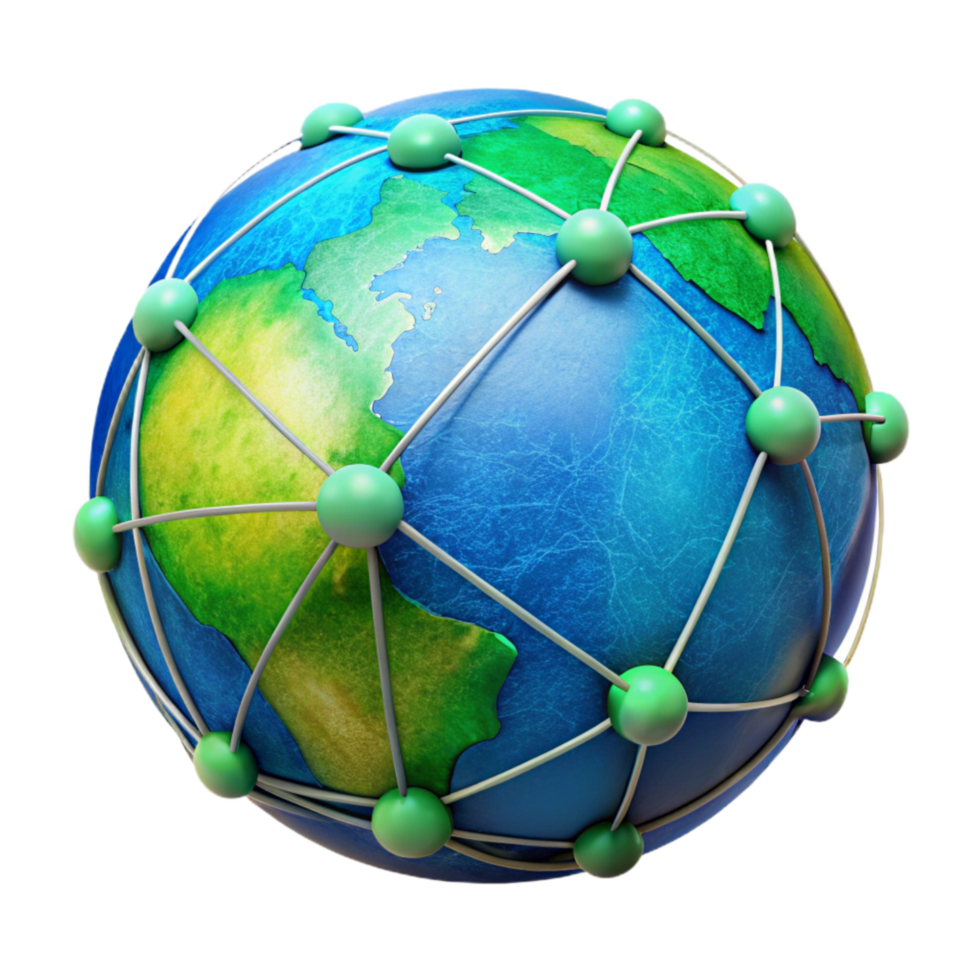 impressive traditional Global Network Lines Isolated with Blue and Green Hues exclusive png