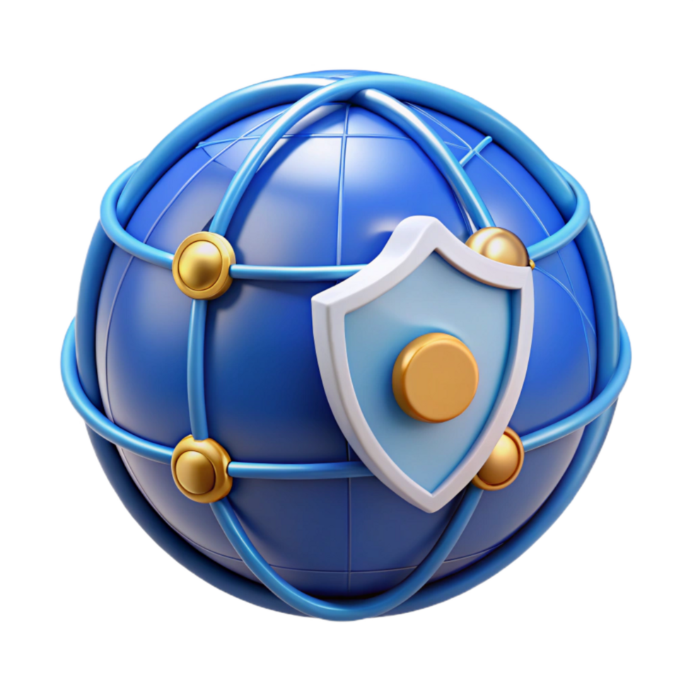 stunning modern Global Network Security Illustration with Blue Globe Transparent Background exclusive png
