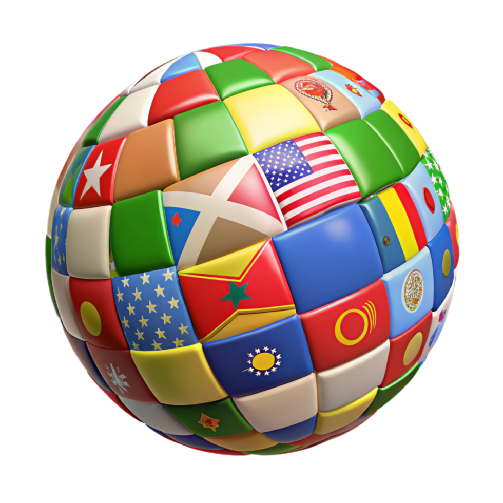 stunning abstract Globe with Flags Representing Linguistic Diversity Cutout original png