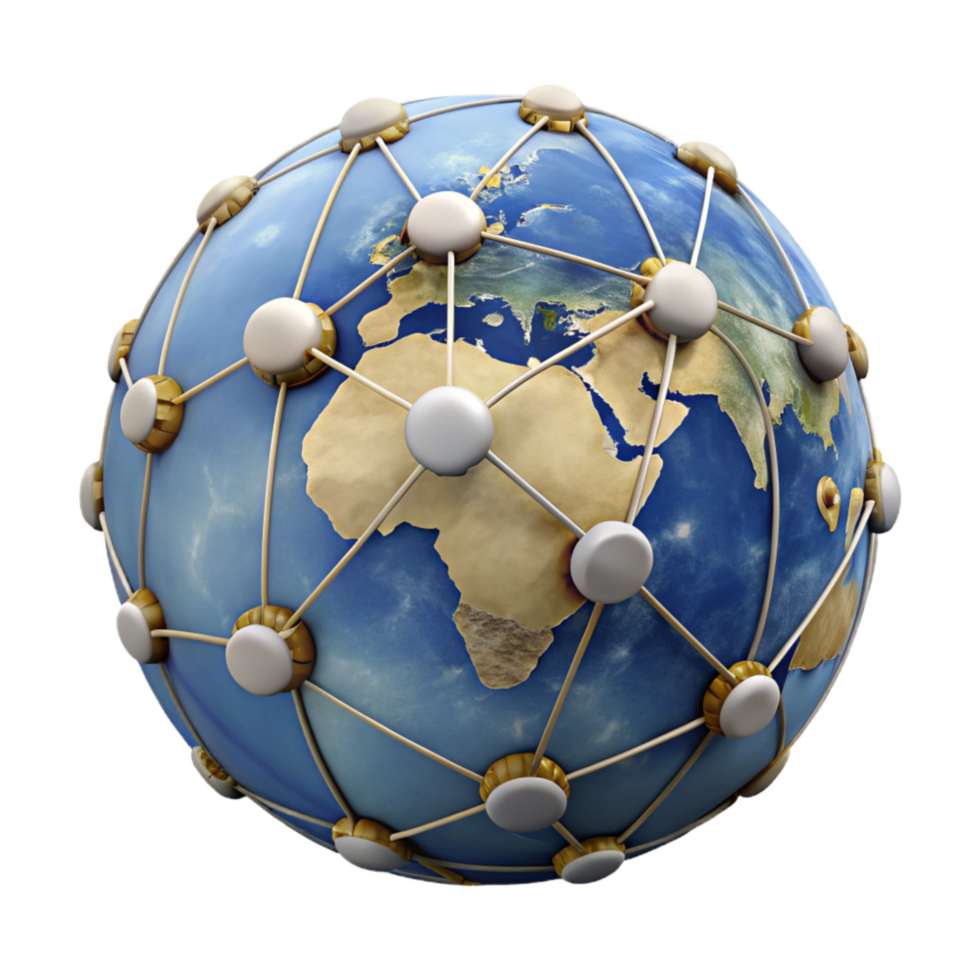 wonderful artistic Globe with Connected Language Networks Cutout png