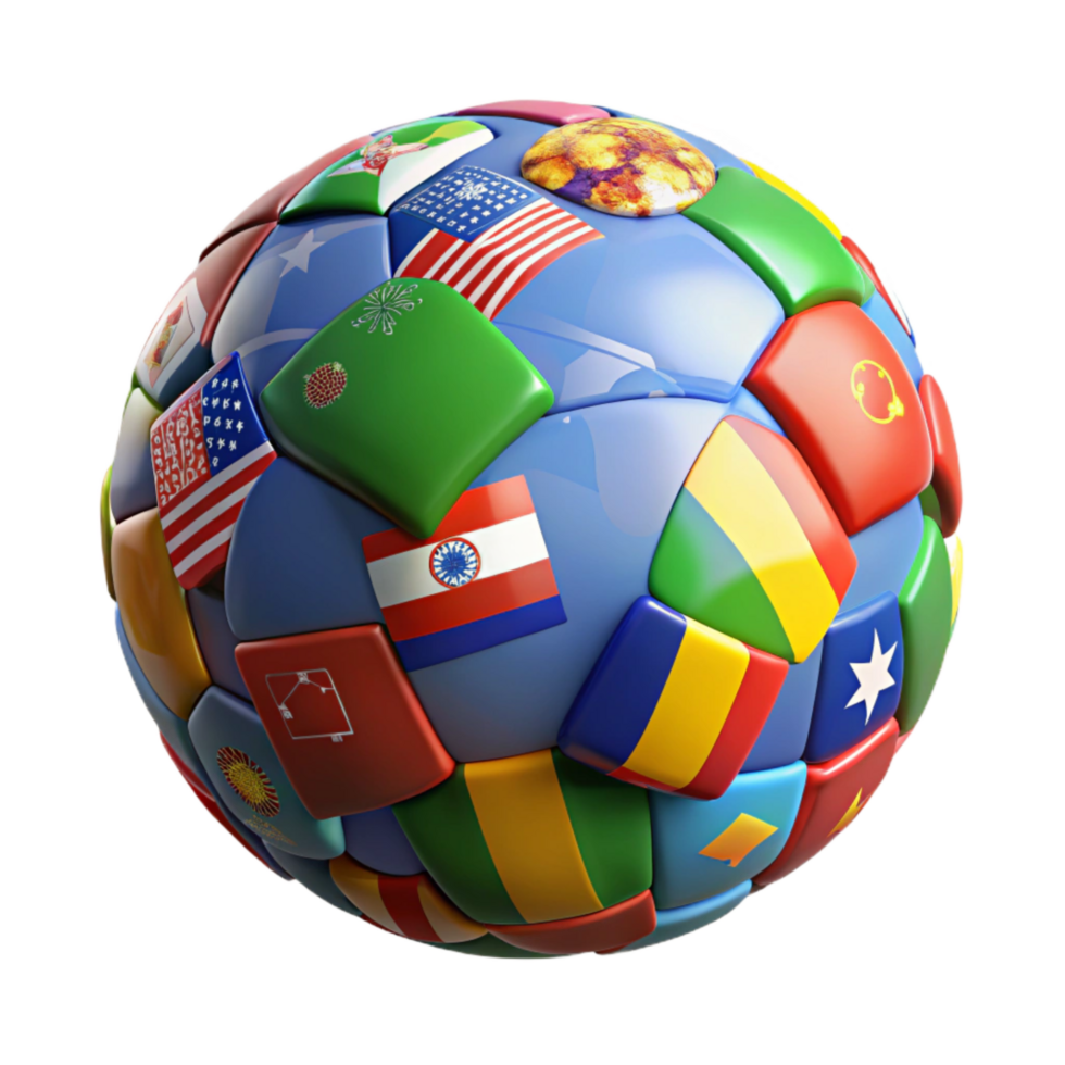 beautiful artistic Globe with Flags Representing Linguistic Diversity Cutout high resolution png