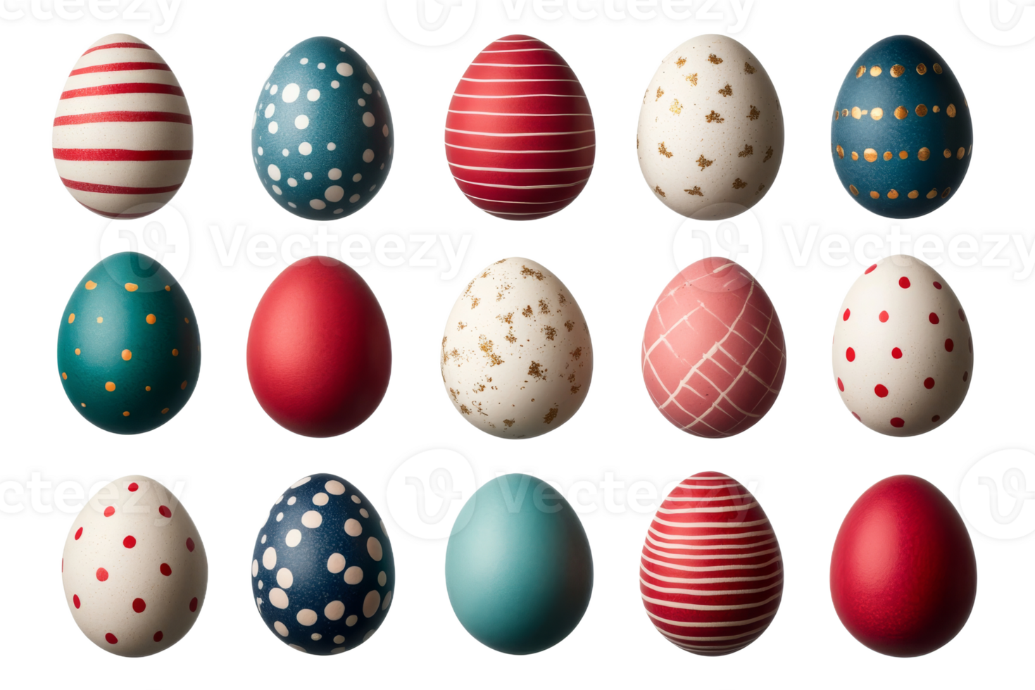 Easter eggs displayed in vibrant colors png