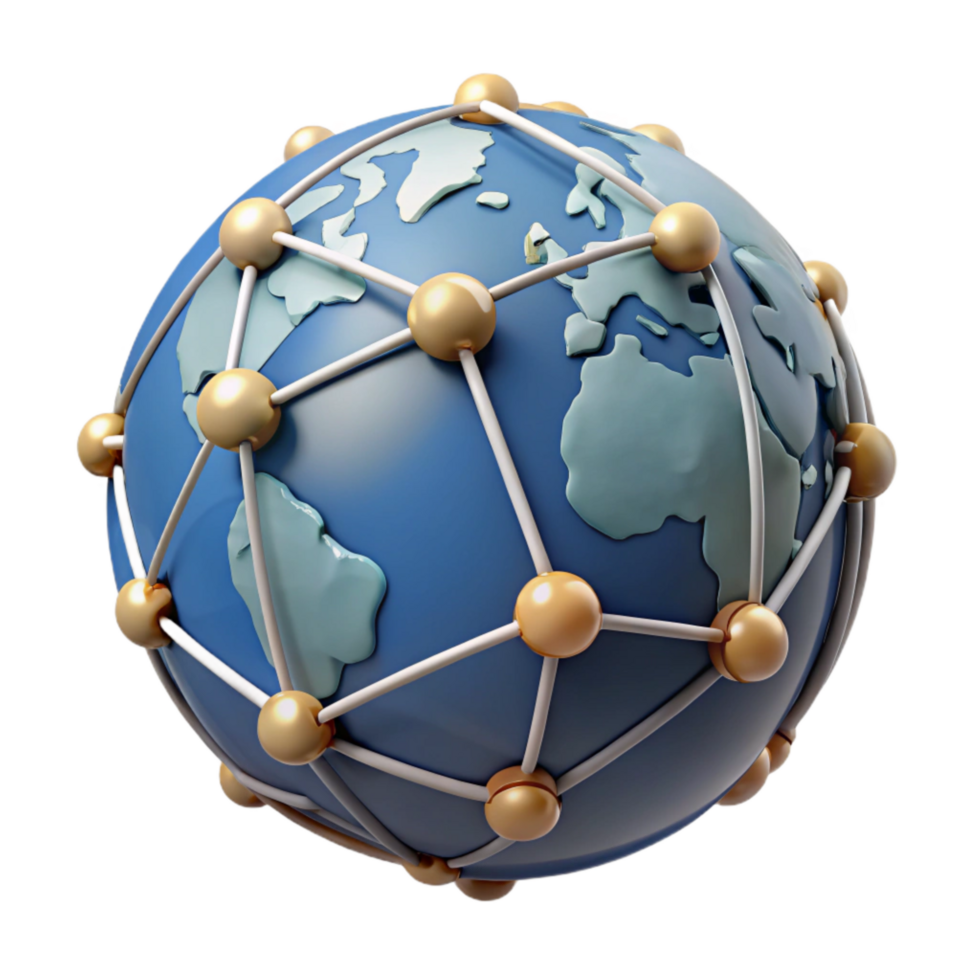 wonderful rustic Globe with Network Connections Transparent Background premium png